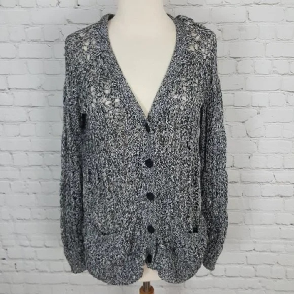 Elizabeth and James Gray Loose Knit Cardigan Sweater